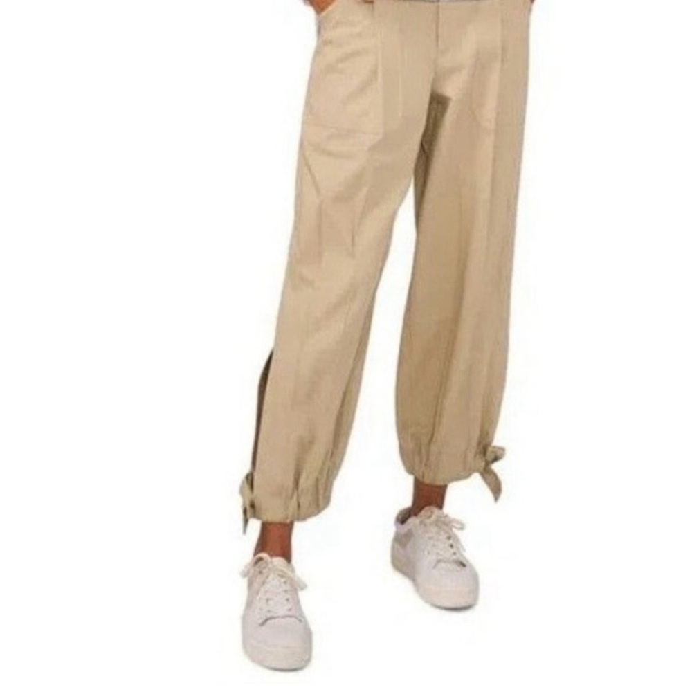 NEW Parker High Waisted Khaki cotton pants with ankle ties—Size 6